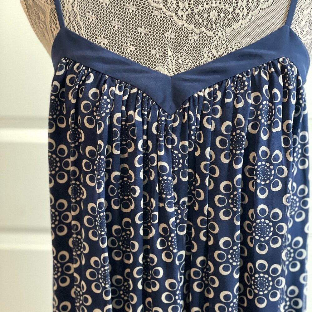 ADAM ADAM LIPPES 100% Silk Navy & White Designer Dress size S Orig.$345 NWT